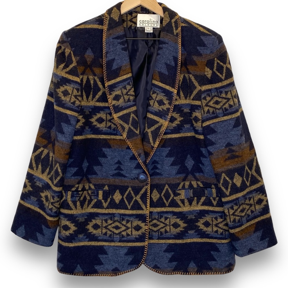 Vintage Aztec Western Blazer Jacket Carolina Colours Size Large